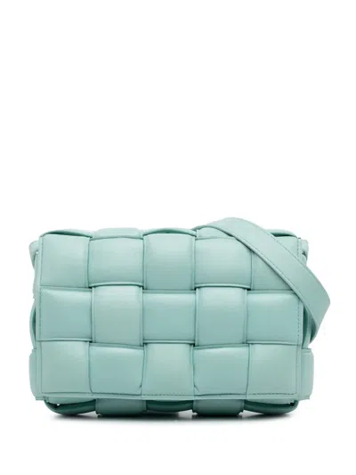 Pre-owned Bottega Veneta 2020-2023 Intrecciato Padded Cassette Crossbody Bag In Blue