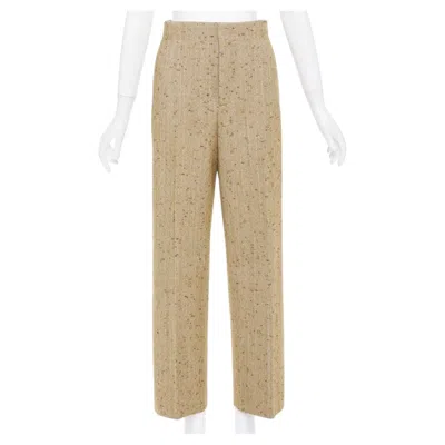 Pre-owned Bottega Veneta 2020 Brown Flecked Wool Tweed High Waisted Pants It38 Xs