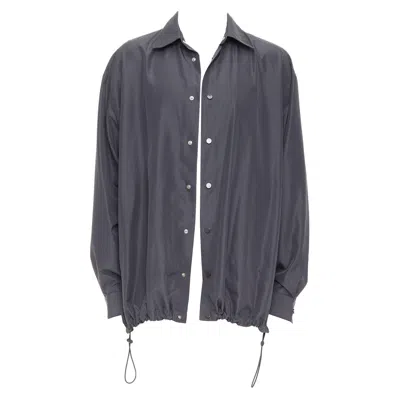 Pre-owned Bottega Veneta 2020 Dark Grey Nylon Button Anorak Shell Jacket It50 L In Gray
