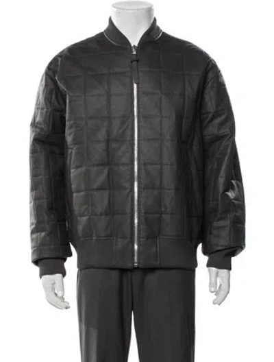 Pre-owned Bottega Veneta 2020 Leather Bomber Jacket In Grey
