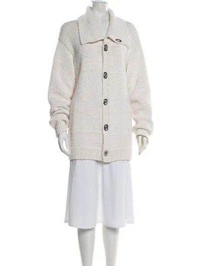 Pre-owned Bottega Veneta 2020 Open Front Sweater In White