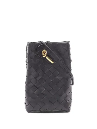 Pre-owned Bottega Veneta 2020s Andiamo Intrecciato Cross Body Bag In Black