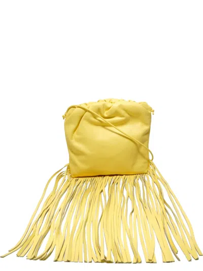 Pre-owned Bottega Veneta 2020s Fringe Pouch Shoulder Bag In Yellow