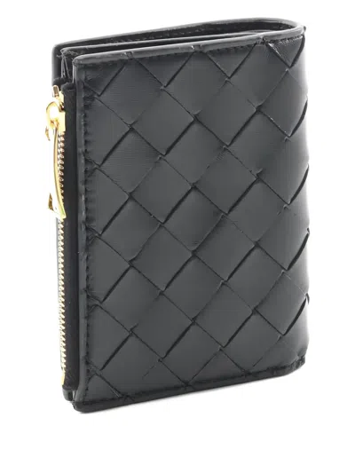 Pre-owned Bottega Veneta 2020s Intrecciato Bi-fold Leather Wallet In Black