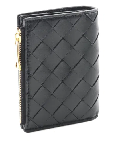Pre-owned Bottega Veneta 2020s Intrecciato Bi-fold Wallet In Black