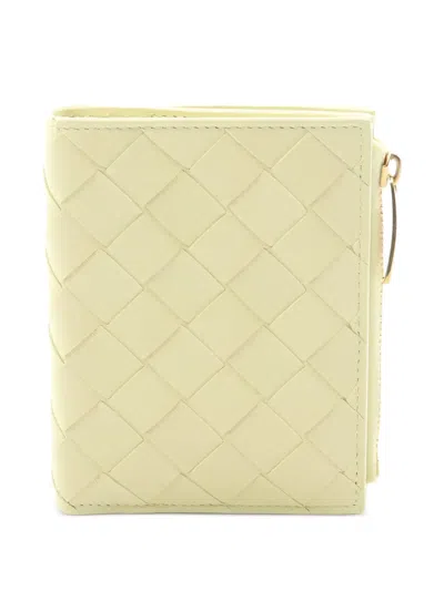 Pre-owned Bottega Veneta 2020s Intrecciato Bi-fold Wallet In Yellow