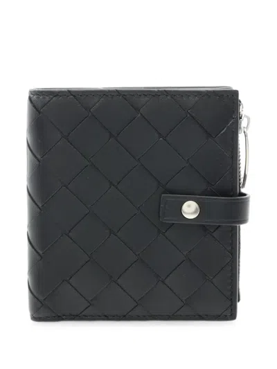 Pre-owned Bottega Veneta 2020s Intrecciato Bi-fold Wallet In Black