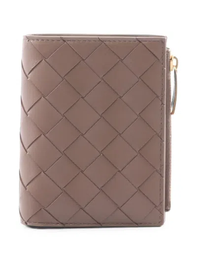 Pre-owned Bottega Veneta 2020s Intrecciato Bi-fold Wallet In Grey