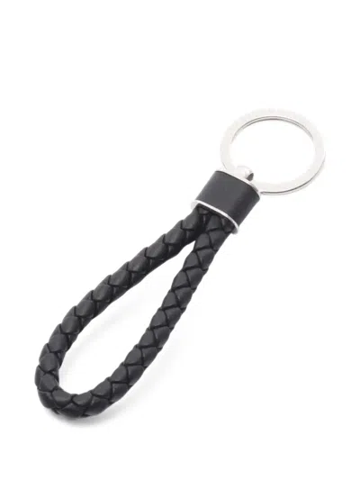 Pre-owned Bottega Veneta 2020s Intrecciato Key Ring In Black