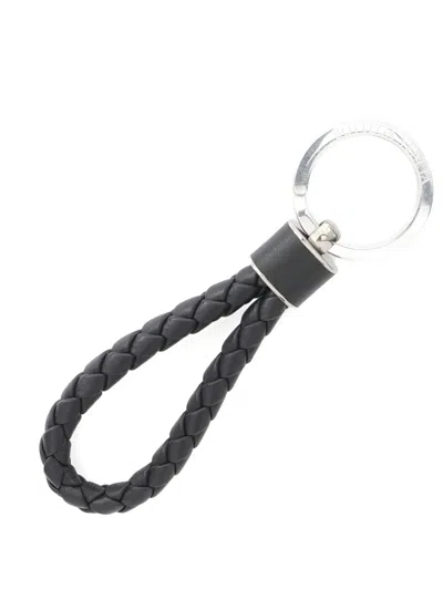Pre-owned Bottega Veneta 2020s Intrecciato Keyring In Silver