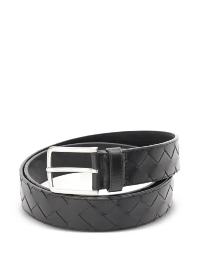 Pre-owned Bottega Veneta 2020s Intrecciato Leather Belt In Black