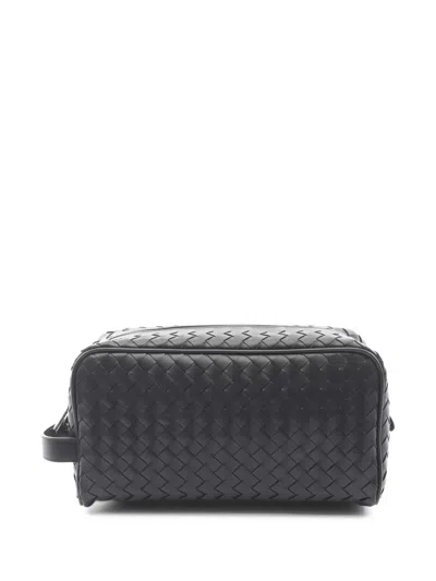 Pre-owned Bottega Veneta 2020s Intrecciato Wash Bag In Black