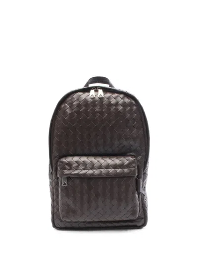 Pre-owned Bottega Veneta 2020s Intrecciato-leather Backpack In Brown