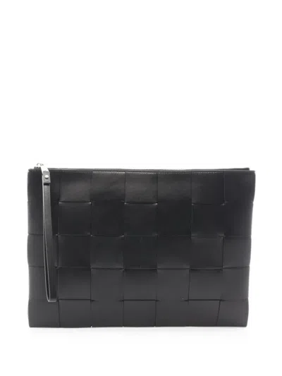 Pre-owned Bottega Veneta 2020s Maxi Intrecciato Clutch Bag In Black