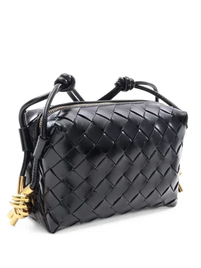 Pre-owned Bottega Veneta 2020s Mini Intrecciato Loop Cross Body Bag In Black
