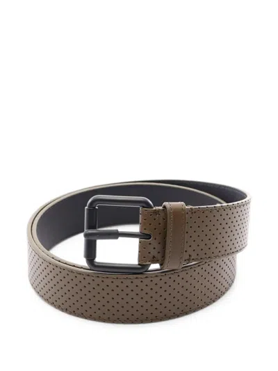 Pre-owned Bottega Veneta 2020s Perforated Leather Belt In Brown