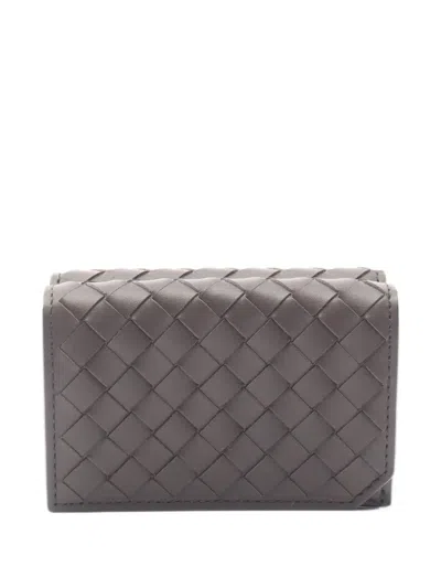 Pre-owned Bottega Veneta 2020s Piccolo Intrecciato Trifold Wallet In Brown