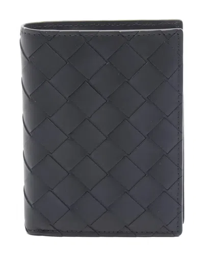 Pre-owned Bottega Veneta 1920s Signature Intrecciato Design Leather Wallet In Black