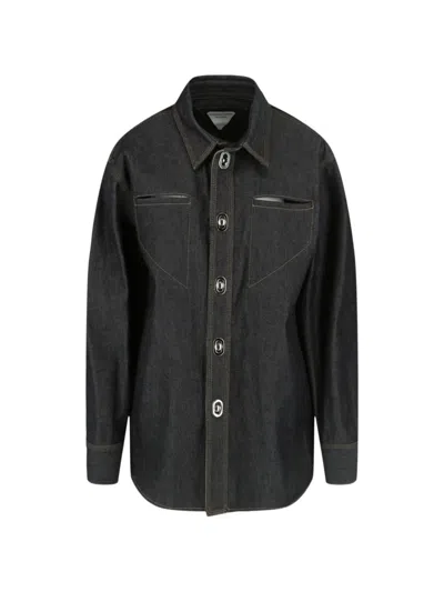 Pre-owned Bottega Veneta 2020s Twist-lock Denim Shirt In Black