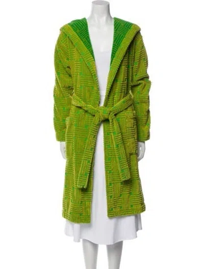 Pre-owned Bottega Veneta 2021 Plaid Print Robe In Green