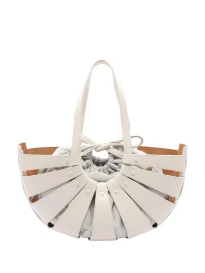 Pre-owned Bottega Veneta 2021-2022 Medium Calfskin Shell Bag Satchel In White