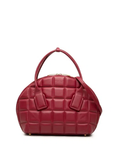 Pre-owned Bottega Veneta 2021-2026 Medium Padded Leather Swoop Bag Satchel In Red