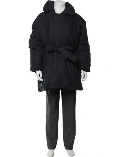 Pre-owned Bottega Veneta 2022 Frosted Poplin Puffer Coat In Blue