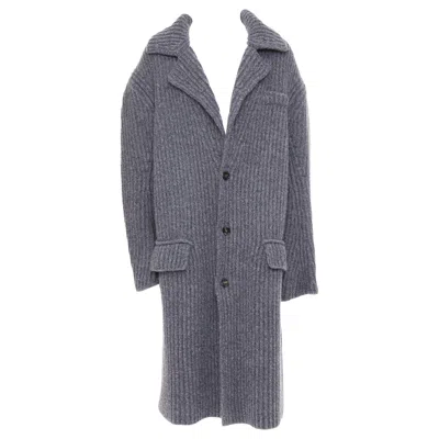 Pre-owned Bottega Veneta 2022 Runway Felted Wool Knitted Coat Grey Melange Coat M In Gray