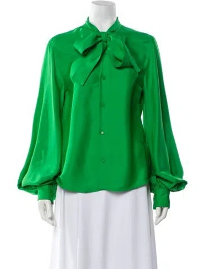 Pre-owned Bottega Veneta 2022 Tie Neck Blouse In Green