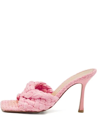 Pre-owned Bottega Veneta 2024 Woven Heeled Sandals In Pink