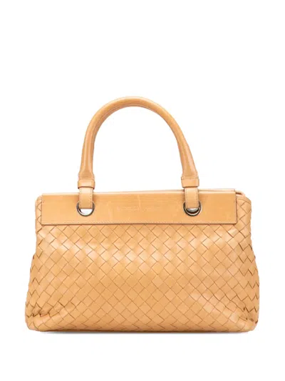 Pre-owned Bottega Veneta 20th Century Lambskin Intrecciato Satchel In Brown