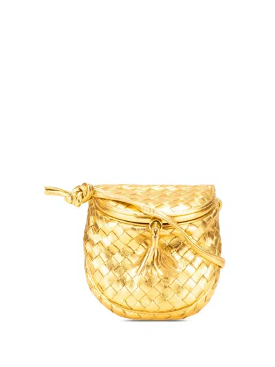 Pre-owned Bottega Veneta 20th Century Metallic Leather Intrecciato Tassel Clasp Crossbody Bag