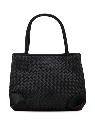 Pre-owned Bottega Veneta 20th Century Mini Satin Intrecciato Tote Bag In Black