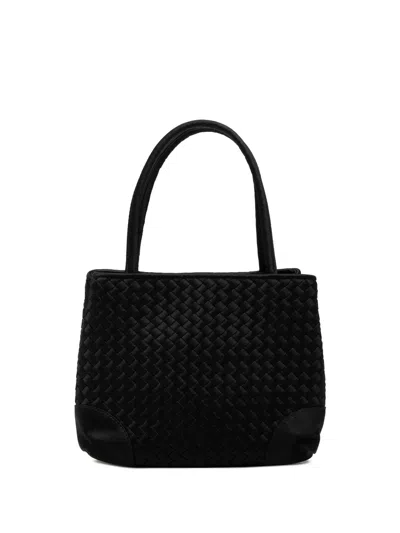 Pre-owned Bottega Veneta 20th Century Mini Satin Intrecciato Tote Bag In Black