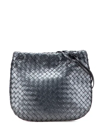 Pre-owned Bottega Veneta 20th Century Nappa Intrecciato Crossbody Bag In Silver