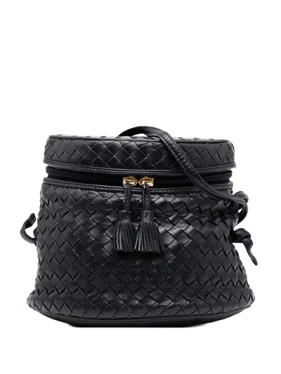 Pre-owned Bottega Veneta 20th Century Nappa Intrecciato Leather Creel Crossbody Bag In Black