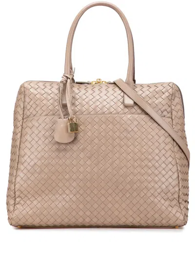 Pre-owned Bottega Veneta 20th Century Nappa Intrecciato Top Handle Satchel In Brown
