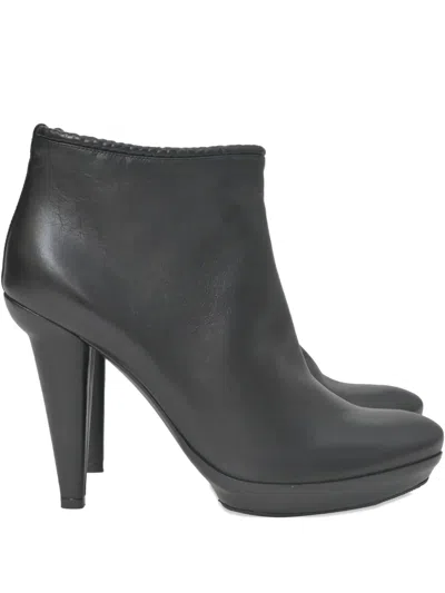 Pre-owned Bottega Veneta 240mm Platform Heeled Ankle Boots In Black