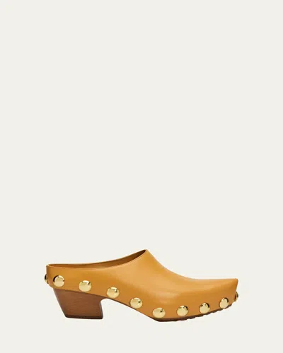Bottega Veneta 30mm Gondola Shiny Natural Leather Clogs In Gold
