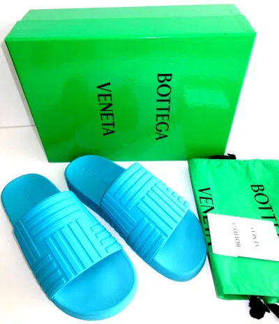 Pre-owned Bottega Veneta $390  Women's Rubber Pool Slides Amalfi Blue Size 8 38 690039