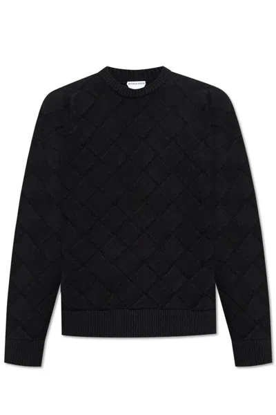 Bottega Veneta 3d Intreccio Crewneck Jumper In Black