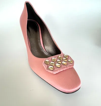 Pre-owned Bottega Veneta 454350 Women's Crepe Satin Stiletto Shoe Pastel Pink Sz. 38 Or 39