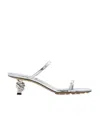 Bottega Veneta Metallic Two-band Knot Slide Sandals In Gray