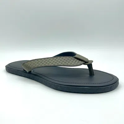 Pre-owned Bottega Veneta $480  Men's Green Leather Woven Thong Sandal 40/us 7 548251 2328