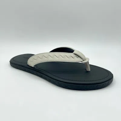 Pre-owned Bottega Veneta $480  Men's White/black Leather Thong Sandal 40/us 7 629252 1909