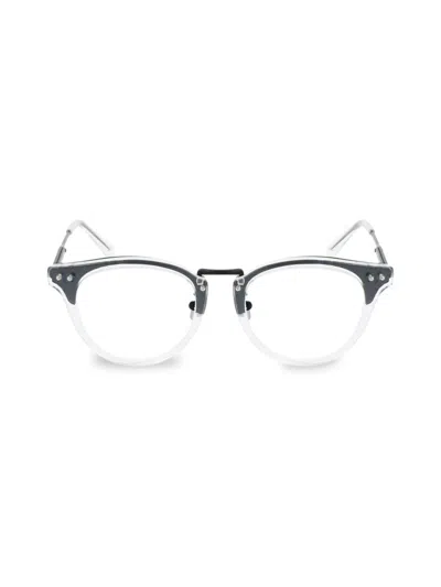 Bottega Veneta 49mm Round Clubmaster Eyeglasses In Black