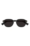 Bottega Veneta 49mm Small Round Sunglasses In Black