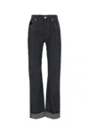 Bottega Veneta Womens Indigo Folded-cuffs Straight-leg Denim Jeans