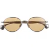 Bottega Veneta 50mm Small Oval Sunglasses In Silver
