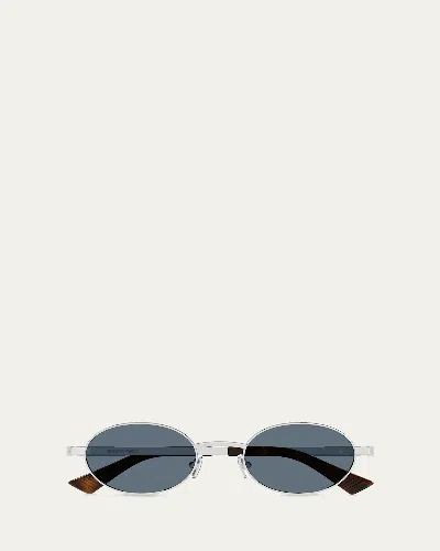 Bottega Veneta 52mm Oval Metal Sunglasses In Blue